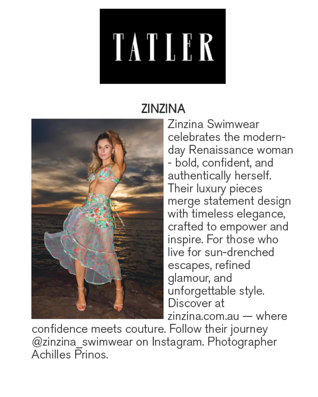 She’s Officially Gone Royal: Zinzina Featured in Tatler UK